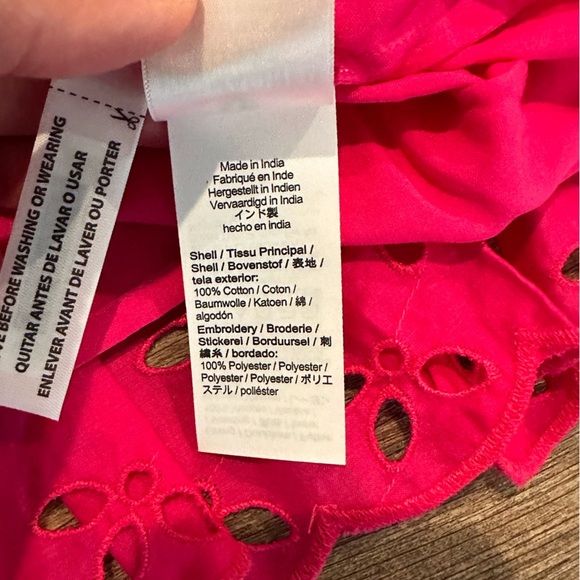 NWT! J. Crew Long Sleeve Ruffle Trim Pink Eyelet Dress Size Small - Picture 6 of 10